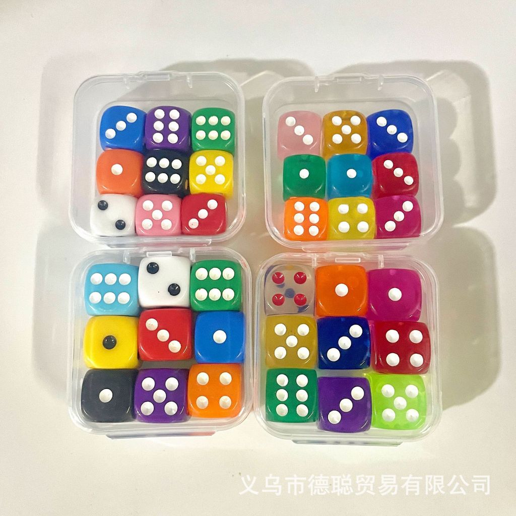 ลูกเต๋าอะคริลิค 6 ด้านพร้อมกล่องเก็บของสําหรับเกมกระดานปาร์ตี้และการสอนชุดลูกเต๋าสี 14 มม./16 มม. โปร่งใส & แข็ง ง6 ลูกเต๋า,