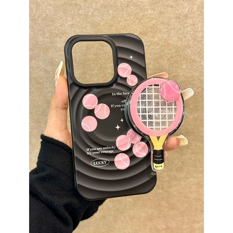 พร้อมส่ง เคส iPhone 17 Pro Max ลายไม้เทนนิสแม่เหล็ก กันตก มีขาตั้ง สำหรับผู้หญิง