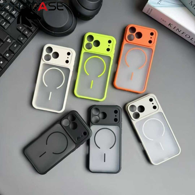 ปลอกสําหรับ iPhone 11 17 12 16 13 15 14 Pro Max 16 15 14Plus 17 Air สี่มุม Anti Fall Frosted เคสโทรศัพท์แม่เหล็ก TPU Cover
