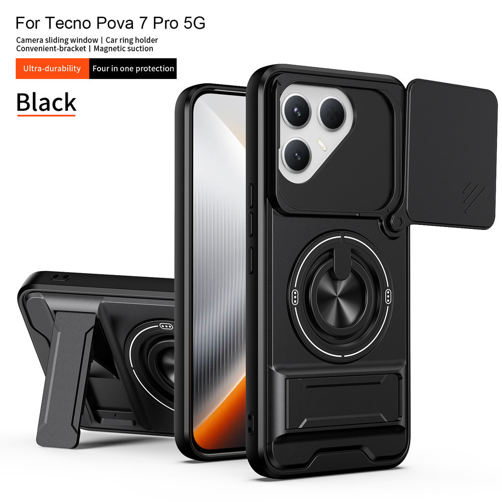 สําหรับ Tecno Pova 7 Pro 5G ขาตั้งแม่เหล็กสไลด์กล้องสําหรับ Tecno Pova 7 4G Pova 7 Ultra 5G เกราะกัน