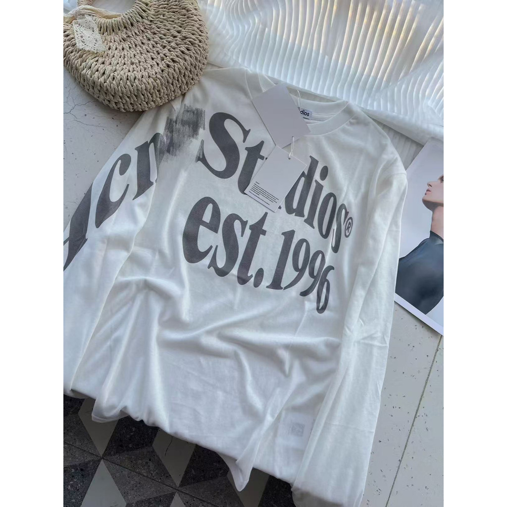 South Oil American Retro Letter 1996 โลโก้การพิมพ์ดิจิตอลหลวมรอบคอผ้าฝ้ายผ้าลินินเสื้อยืดแขนยาวด้านบนผู้ชายผู้หญิง