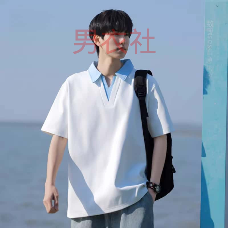 M-8XL แขนสั้น พลัสไซส์ เสื้อยืดผู้ชาย 2026 ฤดูร้อน คอปกโปโล สีบล็อก แฟชั่นเกาหลี