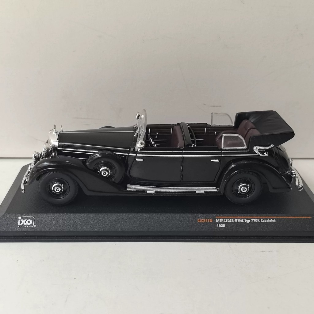 [สต๊อกพร้อม 1 รายการ] IXO 1/43 BENZ TYP 770K 1938 Mercedes-BENZ โมเดลรถคลาสสิก พื้นผิวสีโลหะผสม ผื่น