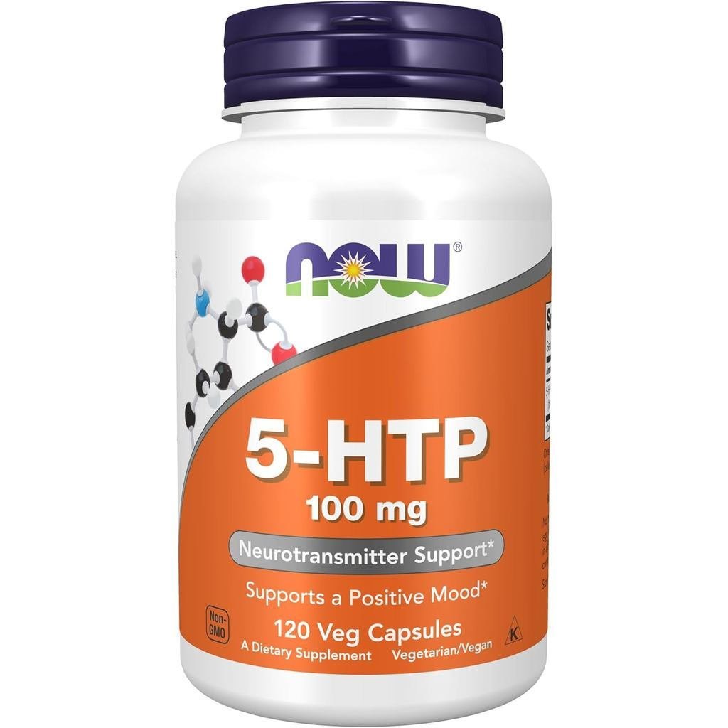 อาหารเสริม NOW 5-HTP (5-hydroxytryptophan) 100 mg, Neurotransmitter Support*, 120 Veg Capsules L9HJ