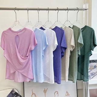 MAGIEYOGA เสื้อยืดกีฬาผู้หญิง Breathable หลวมด้านบนสําหรับวิ่งโยคะยิมสวมใส่