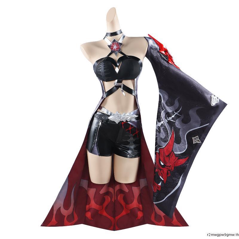 Honkai Star Rail Acheron cosplay costume เกม อะนิเมะ คอสเพลย์ กระโปรงสีแดง Halloween red dress for W
