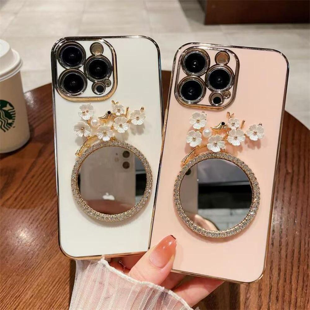 SAMSUNG กระจกเคสโทรศัพท์สําหรับSamsung A03 A03S A13 A23 A33 A53 A73 A06 A16 A26 A36 A56 A07 A17 4G 5G Electroplatedเครื่องสําอางกระจกโทรศัพท์มือถือกรณีปก