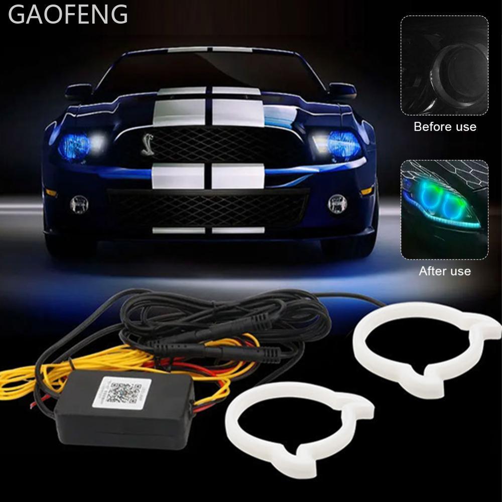 GAOFENG ไฟหน้ารถปีศาจสไตล์หัวใจ LED Angel Eye แหวน APP ควบคุม RGB เปลี่ยนสี DRL สําหรับไฟหน้ารถการปร