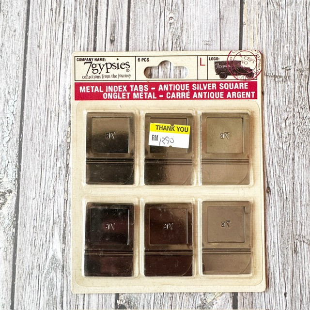 7Gypsies Metal Index Tabs - Silver Square (แท็บวินเทจ)