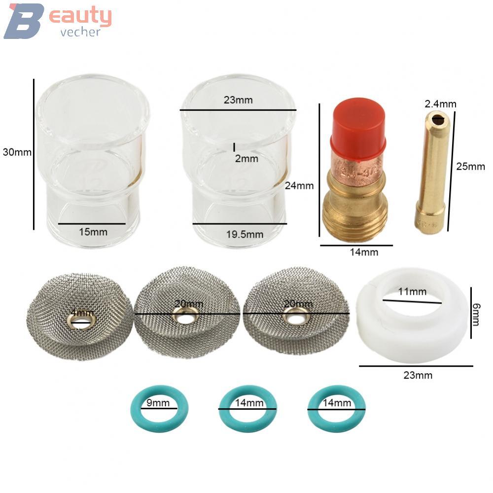 ไฟฉายเชื่อมอุปกรณ์เสริม 332 ชุดเลนส์แก๊ส 12 ถ้วย 24 มม. Collet สําหรับ WP17 WP18 WP26