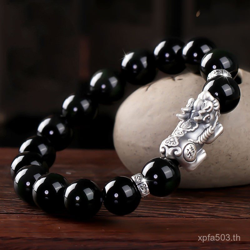ลูกปัด Agate Lucky Men Obsidian สร้อยข้อมือเครื่องประดับผู้หญิง 999 Transfer ลูกปัดขายส่งสร้อยข้อมือ