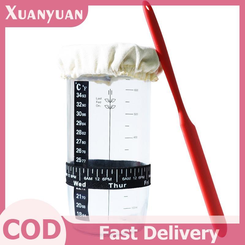 XUAN แก้ว Sourdough Starter Jar Kit 730ml ถังหมักปากกว้าง Sourdough Jar สําหรับห้องครัวเบเกอรี่เก็บอ