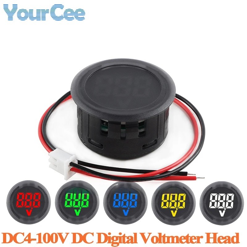 DC โวลต์มิเตอร์แบบดิจิตอลจอแสดงผลหัว LED จอแสดงผลดิจิตอล DC4-100V โวลต์มิเตอร์สองสายแบบย้อนกลับการเช