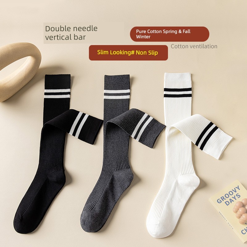 ถุงเท้า เด็กนักเรียนผ้าฝ้ายสีดําและสีขาวถุงน่องสีเทาmalong168.th20251212015111