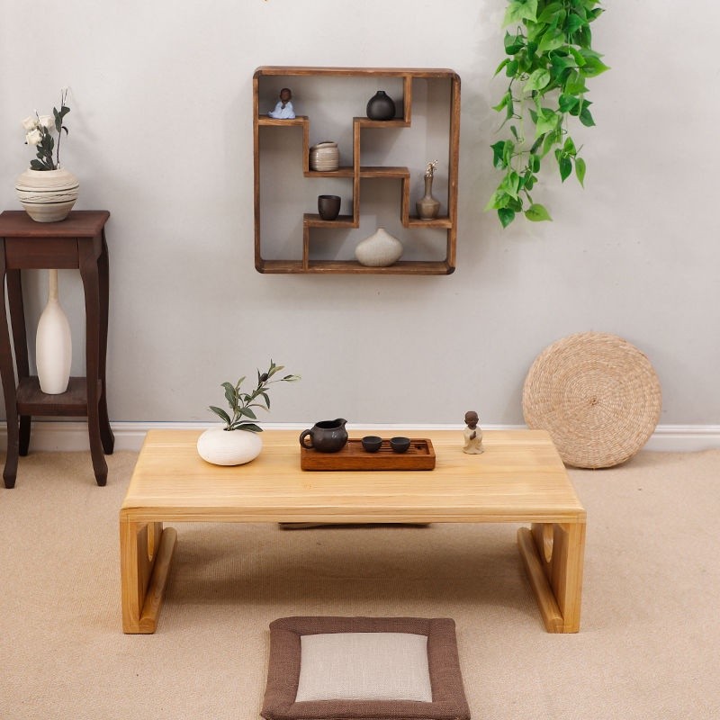 Solid wood balcony small coffee table bay window table tatami coffee table Japanese-style low kang t