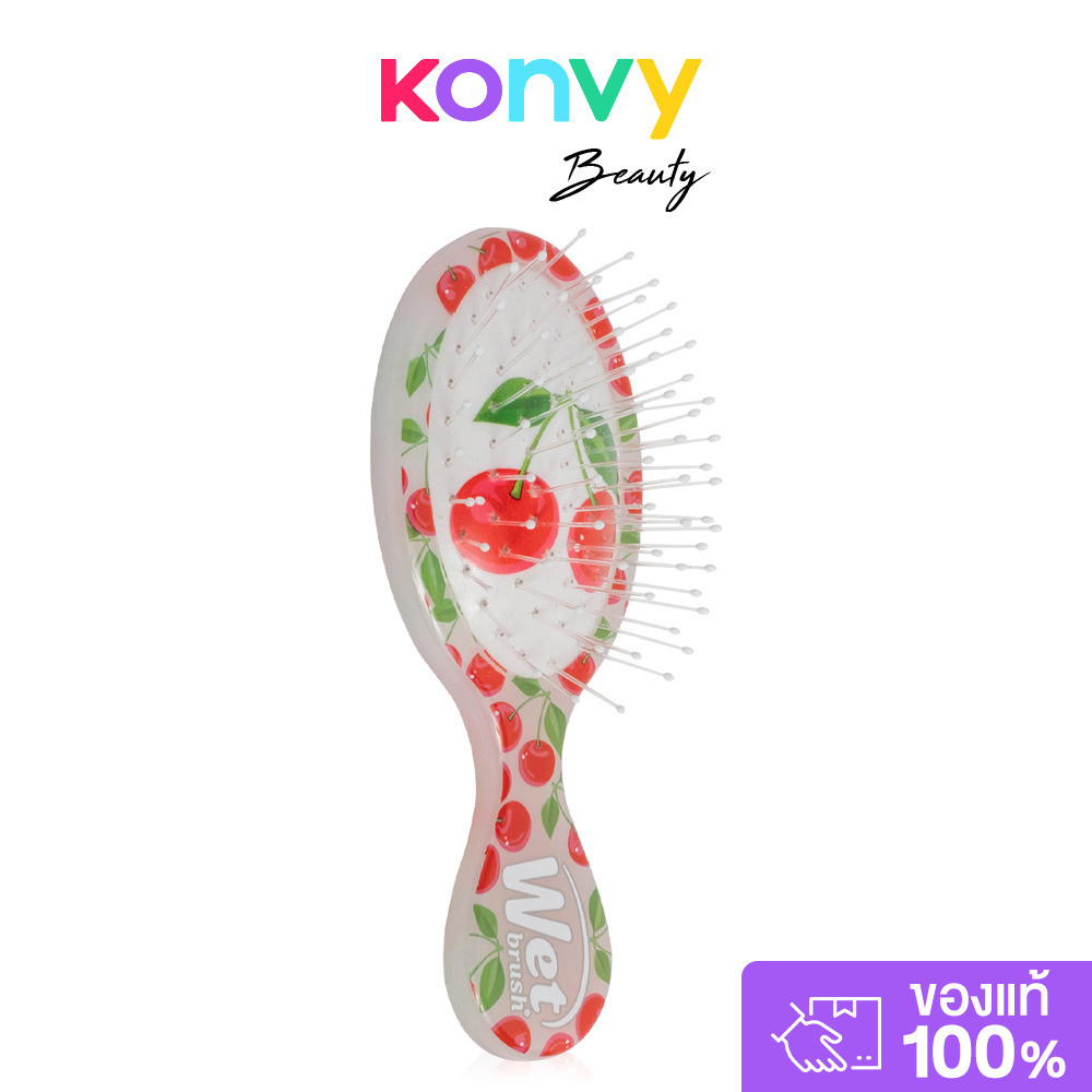 Wet Brush Mini Detangler Tutti Fruitti 1pc #Cherry หวีแปรงวงรีลายเชอร์รี่ เว็ทบรัช ขนาดพกพา.