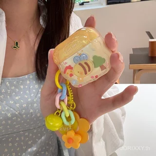 การ์ตูนสร้างสรรค์ Yellow Bee เหมาะสําหรับ AirPods1/2 ชุดหูฟังบลูทูธ pro เคสป้องกัน 3/4 จี้