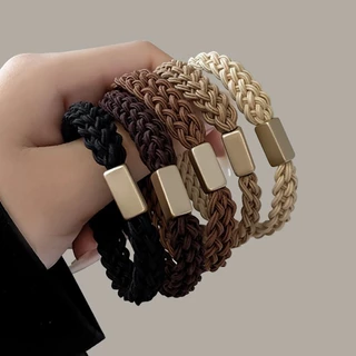 ยางมัดผมถักทอมือ ยืดหยุ่นสูง ยางรัดผมทนทาน ยางรัดผมแบบหนา พร้อมส่ง