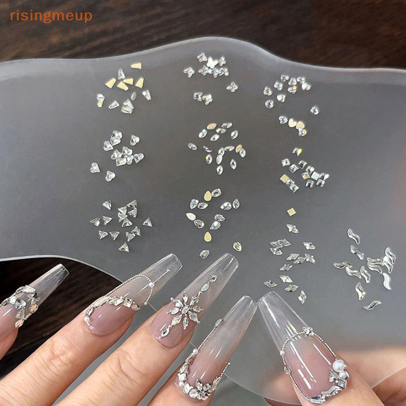 [risingmeup] 50 ชิ้น 3D แบนกลับรูปไข่/Rhombus หลายสไตล์เล็บ Rhinestones ล้างประกายเล็บ Charms อัญมณีใหม่