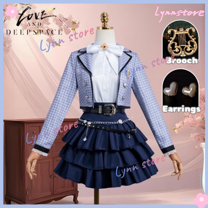 ชุดคอสเพลย์เกม LOVEDEEPSPACE: แจ็คเก็ตสีม่วง, กระโปรง, และหมวกพร้อมอุปกรณ์เสริม Carnaval