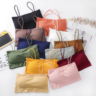 สายเดี่ยวไร้ขอบ ทรงเกาะอก มีฟองน้ำเสริม ผ้าถักลายริบ ผ้านิ่มใส่สบาย มี 8 สีให้เลือก รอบอก 32-36 NY037