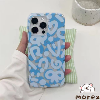 สำหรับIPhone 17 16 Air 15 13 11 12 14 Pro Max X XR XS 6 16 7 15 Plus SEเคสใส TPUนุ่ม ลายกราฟฟิตี้ตัวอักษรสีฟ้าชมพูสดใส