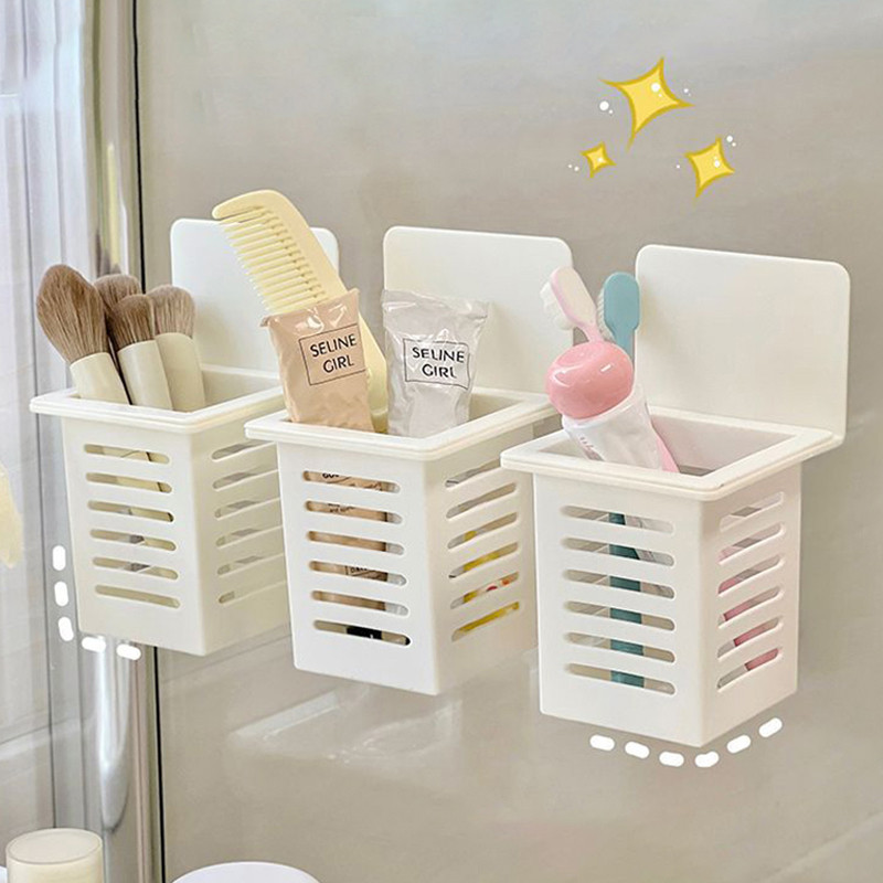 Simple Wall Mounting Barrel Multifunctional Hollow Out ตะกร้าเก็บ Home Organizer
