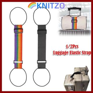 KNITZO สายรัดเชื่อมต่อกระเป๋าเดินทาง 1/2 ชิ้น สายรัดยางยืด ใ…