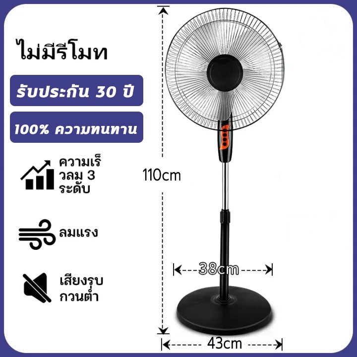 พัดลมรีโมท พัดลม 5ใบพัด 16/18 นิ้ว ปรับระดับได้ 8 ระดับ พัดลมตั้งโต๊ะ ตั้งพื้น พัดลมมีรีโมท เสียงเงียบ พัดลมราคาถูกๆ