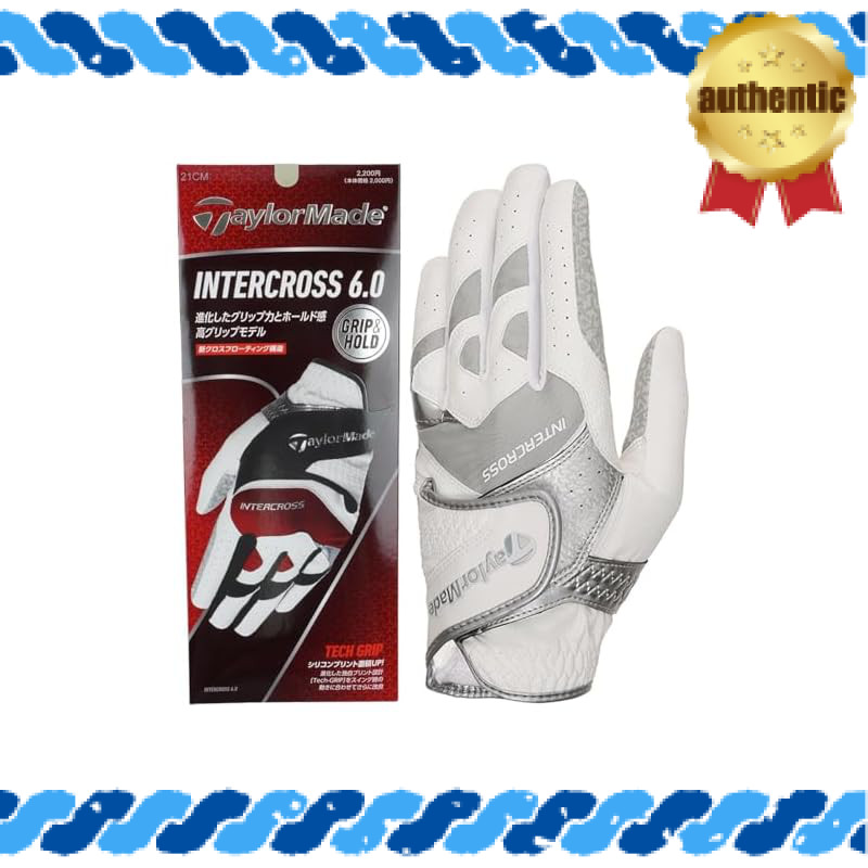 TaylorMade Intercross 6.0 Golf Gloves - White/Gray, White/Blue, White/Red (Various Sizes)