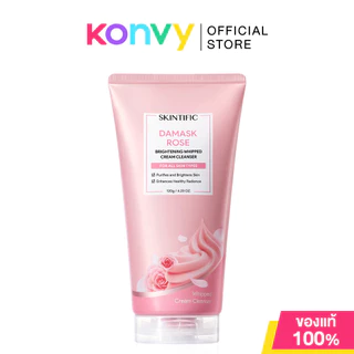 SKINTIFIC Damask Rose Brightening Whipped Cream Cleanser 120g วิปโฟมกุหลาบ สคินทิฟฟิค ทำความสะอาดผิวหมดจด.