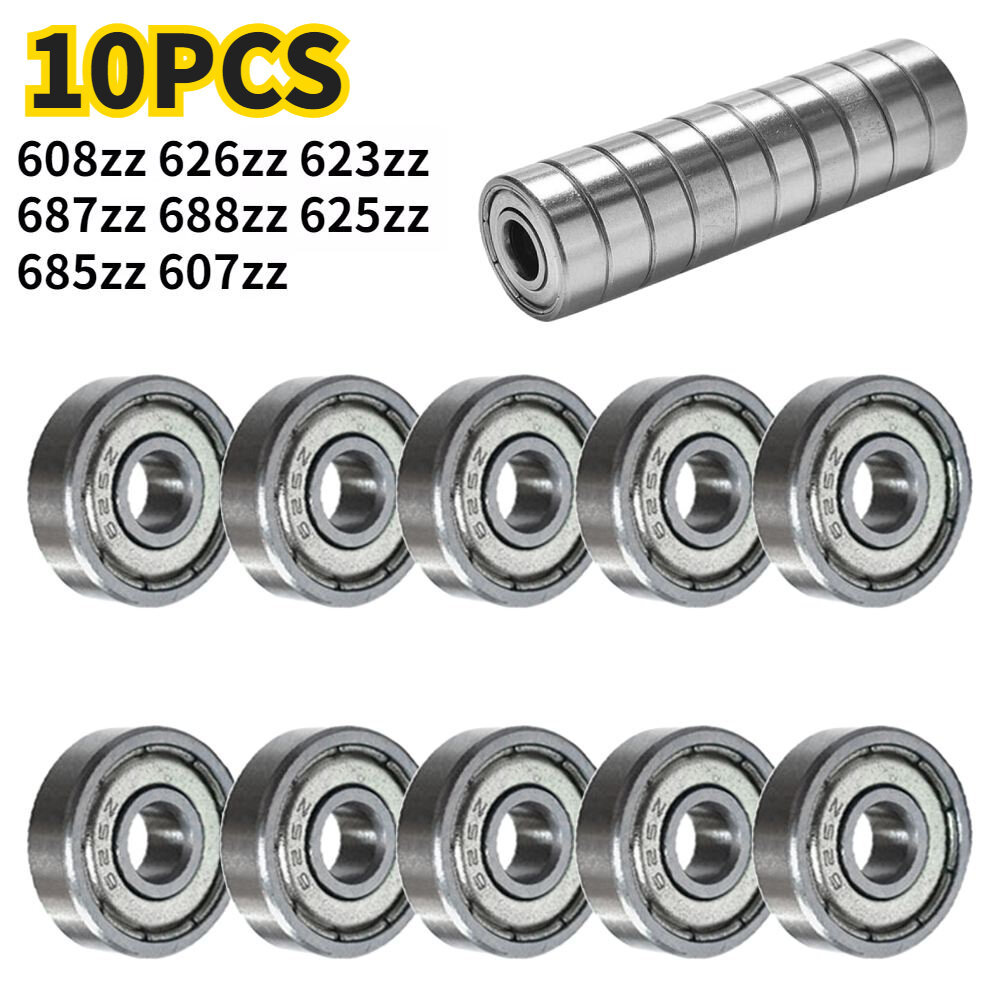 10 ชิ้น 608ZZ 623ZZ 626ZZ 687ZZ 607ZZ Deep Groove Ball Bearing เหล็กคาร์บอนสูง Miniature Bearing Bal