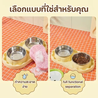 wen.W2 สัตว์เลี้ยงชามเดี่ยวสแตนเลสชามชามแมว 2 ใบป้องกันการรั่วซึมสุนัขถ้วยแมวคว่ำชามชามสัตว์เลี้ยงสุนัข