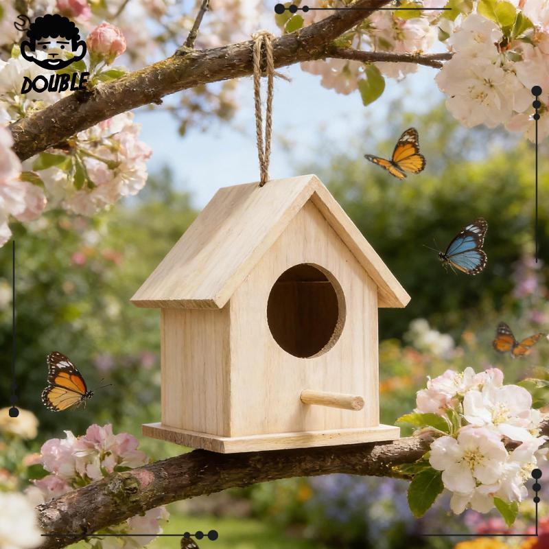 Tisity บ้านนกไม้พร้อมบ้านนกแขวนเปิดสําหรับสวนระเบียง Finch รูปที่ 6