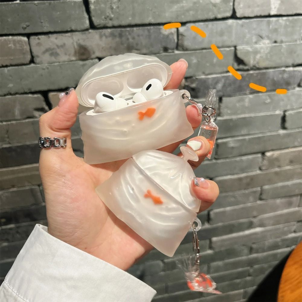 การ์ตูนปลาทองหูฟังกรณี Anti-Fall หูฟังกันกระแทกหูฟังป้องกันกรณีสําหรับ Airpods 4 3 2 1/ Pro/Pro2