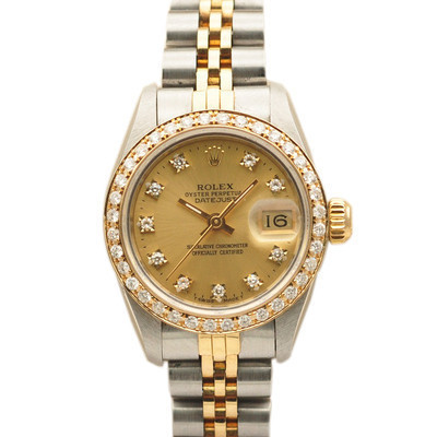 Rolex Rolex นาฬิกาผู้หญิง Log Type 69173 Gold Back Diamond นาฬิกากลไกอัตโนมัติ