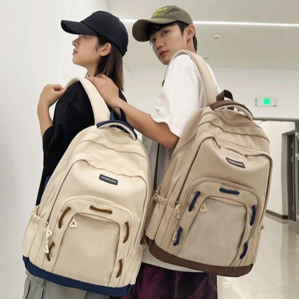 TRENDYO กระเป๋านักเรียนสไตล์ยุโรปผู้ชาย Unisex ความจุขนาดใหญ่วินเทจกระเป๋าเป้สะพายหลังกระเป๋าเดินทางกันน้ำ