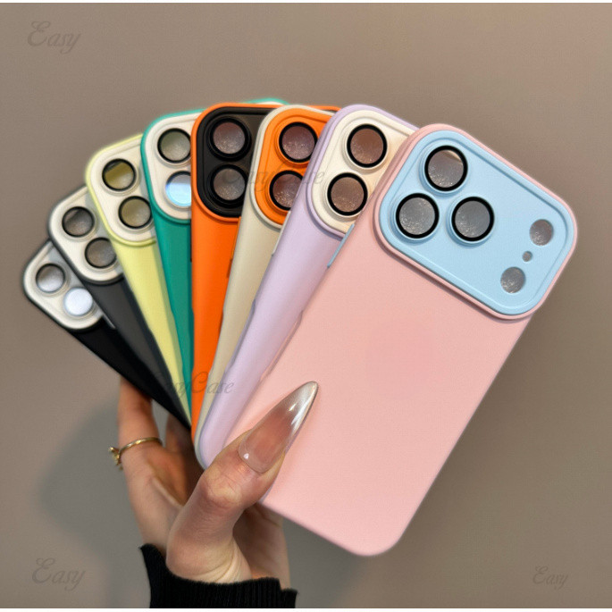 มีโลโก้Ins สี Contrast ซิลิโคนเหลวคลุมทั้งหมดเลนส์เคสโทรศัพท์สําหรับ iPhone 17 16 15 14 13 ProMax Anti Slip และ Anti Drop ป้องกันฝาครอบด้านหลัง - รูปที่ 7