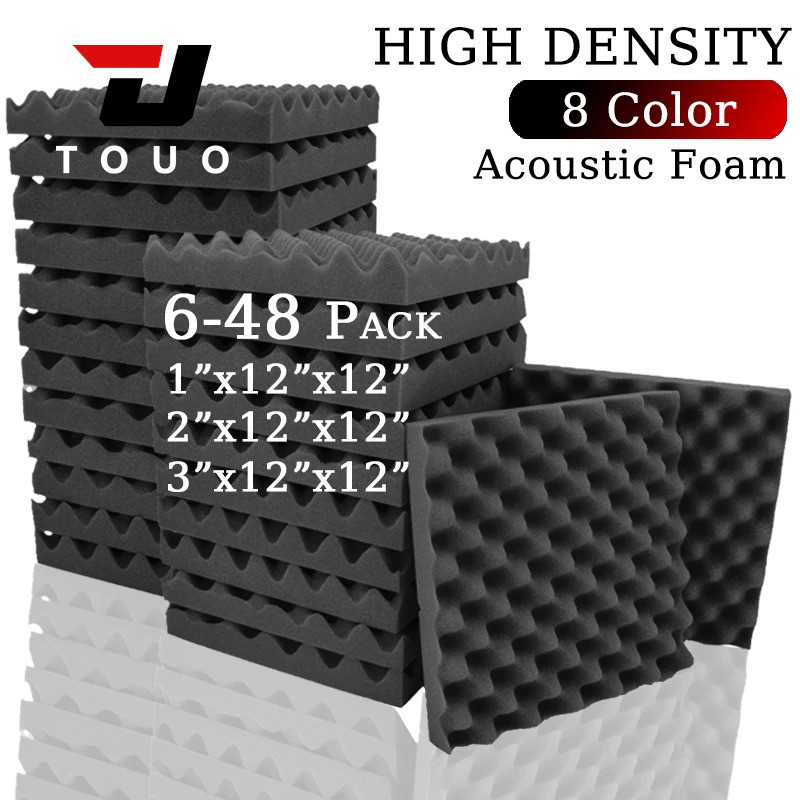 TOUO Acoustic Foam ทนไฟฟองน้ําเก็บเสียง 10 ชิ้น Egg Crate Soundproof Foam Studio Home Sound-absorbin