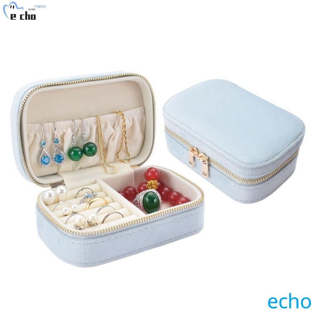 PIVOT กล่องเก็บเครื่องประดับ,ผ้าสักหลาดซับกํามะหยี่กล่องเครื่องประดับแบบพกพา,ปิดซิปสี่เหลี่ยมขนาดกะท