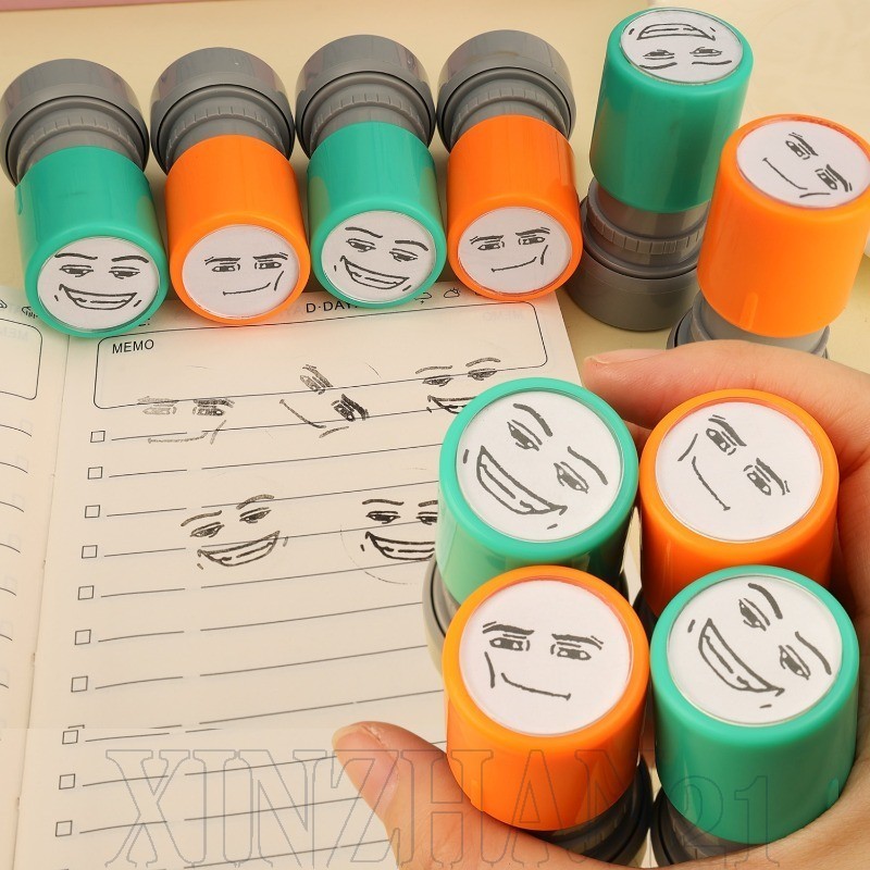 ตลก Self-Inking แสตมป์การ์ตูน-เด็กซีลแสตมป์ของเล่น- Quirky Emoji Press-Type Journal Stamp - ครูป้ายแ
