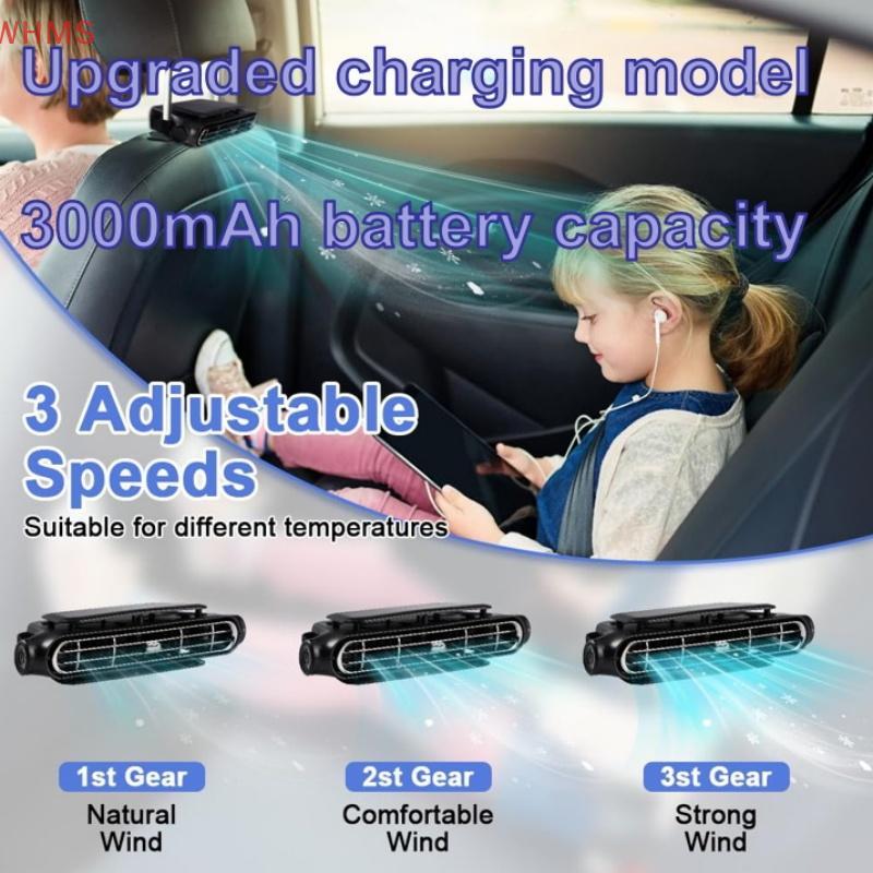 (wms) ชาร์จรุ่นรถพนักพิงศีรษะพัดลมระบายความร้อนอากาศ3-ความเร็วปรับรถยนต์คอคูลเลอร์พัดลมแบบพกพาด้านหน