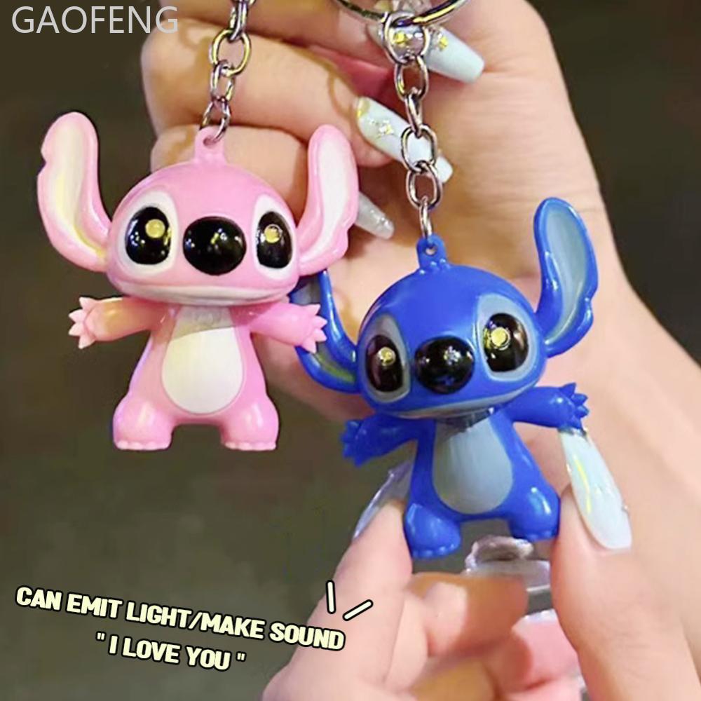 GAOFENG Say I Love You Sound พวงกุญแจไฟ LED การ์ตูนพวงกุญแจกระเป๋าเป้สะพายหลังตกแต่งรถจี้ตุ๊กตาพวงกุ