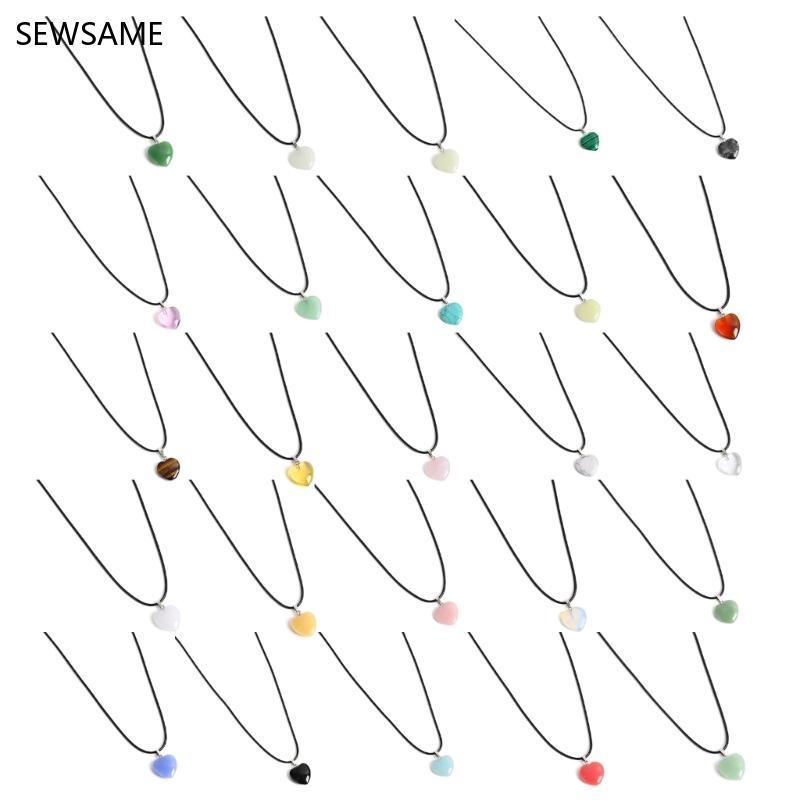 SEWSAME Luminous Loves Heart Stone จี้สร้อยคอ Bohemian Wax เชือกเครื่องประดับ