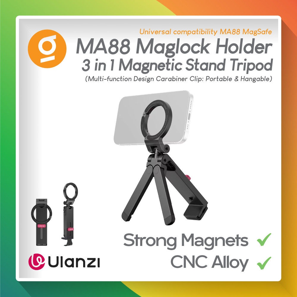 ULANZI MA88 3in1 Clamp ขาตั้งกล้องเป็นมิตรกับการเดินทางสําหรับสมาร์ทโฟน Magsafe (ขาตั้งกล้องขนาดเล็ก
