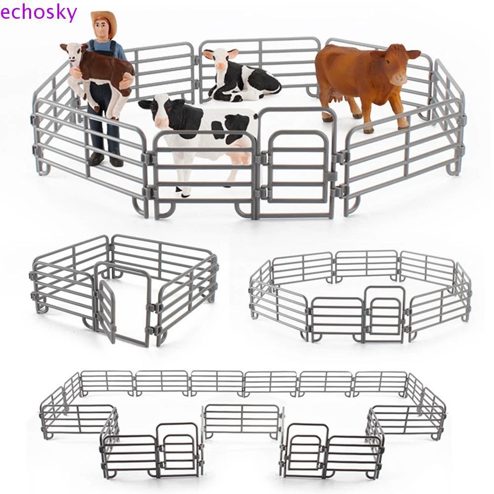 ECHOSKY จําลอง Ranch รั้วอุปกรณ์เสริม Miniature จําลองฟาร์ม Ranch DIY รั้ว, รางพลาสติกตกแต่ง Ranch ร
