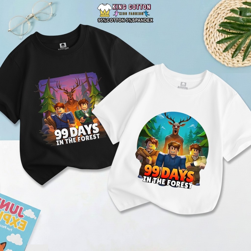 99 DAYS ROBLOX เสื้อยืดเด็ก Cotton ผ้าคอตตอนแท้ 4 ทาง ขนาดตั้งแต่ 7 - 60kg, 2026