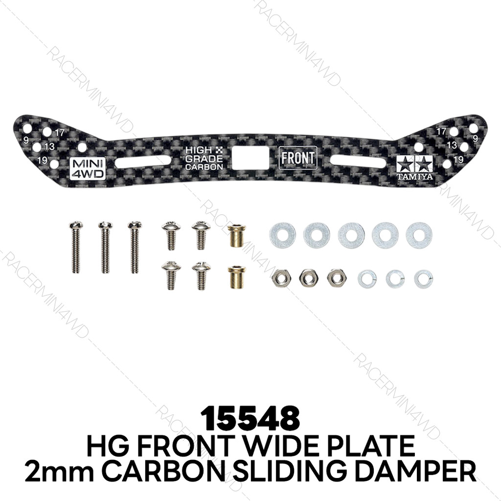 TAMIYA 15548 Mini 4WD 2mm HG Carbon Wide Front Plate (Sliding Dampers)