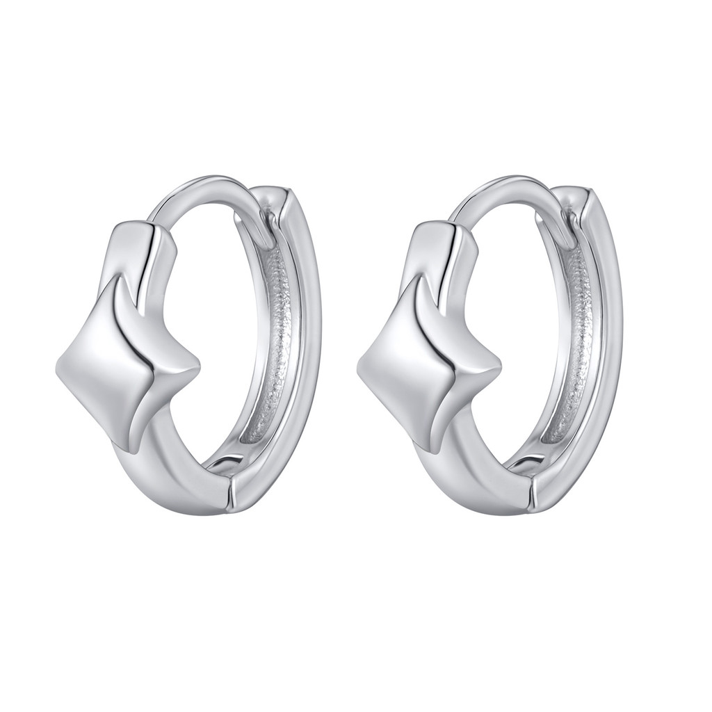 Vnox Four-Pointed Star ต่างหูห่วงเล็กสําหรับผู้ชาย Boy Pierced Ears Hoop ต่างหูสแตนเลส - รูปที่ 6