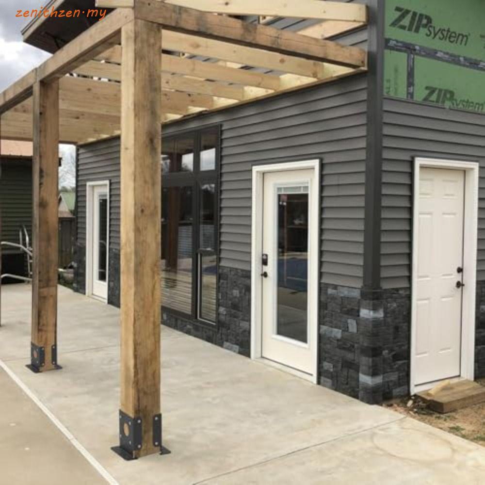 ZENITHZEN 2 ชิ้นโพสต์ฐานวงเล็บ, 3.5x3.5 นิ้วโพสต์ปรับออกแบบรั้วไม้ Pergola วงเล็บ, ทนสภาพอากาศสีดําเ